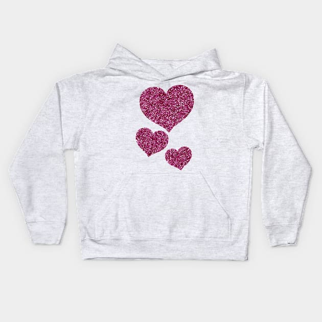 Purple glitter Hearts Kids Hoodie by BiscuitSnack